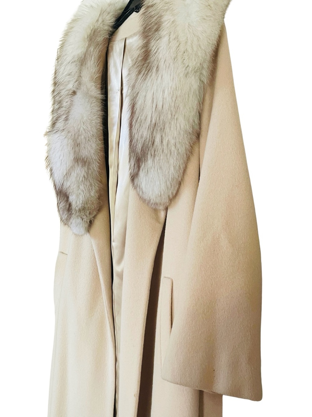 Vintage Regency Cashmere Coat with Real Fur Collar